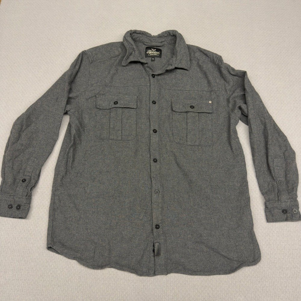 Thorogood Flannel Shirt Mens XL Gray Cotton Heavyweight Workwear Casual Western